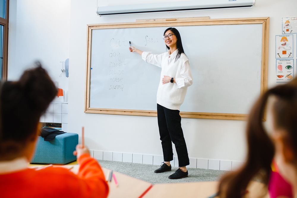 A teacher with a classroom.