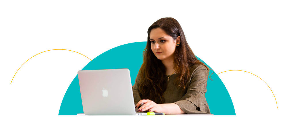 A woman with a laptop